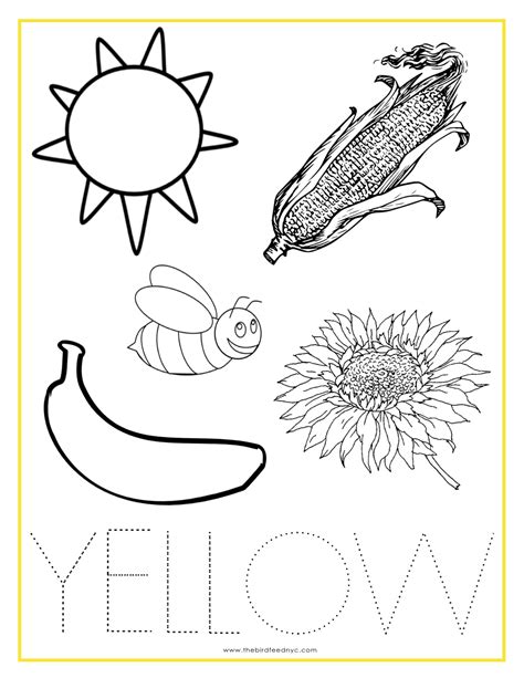 yellow coloring page printable color yellow