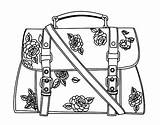 Coloring Coloringcrew Flowered Handbag sketch template