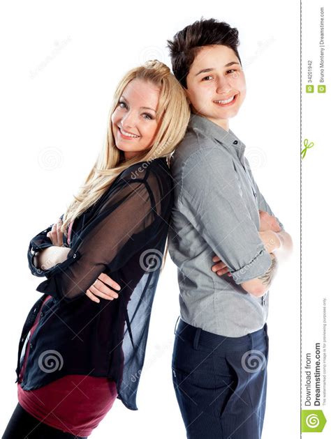 Same Sex Couple Isolated On White Background Stock