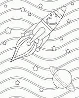 Rocket Coloring Ship Pages Printable Rocketship Kids Colouring Sheets Space Valentine Friendship Circle Tags Cp Print Template Embroidery Book Popular sketch template