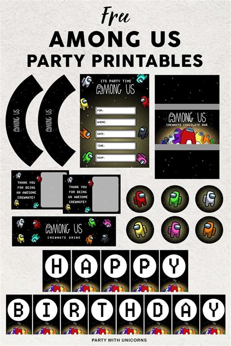 printable   birthday decorations party  unicorns