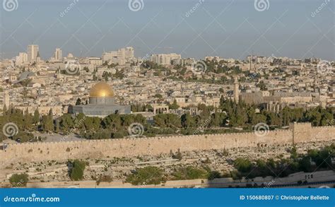 temple mount wide view  mt olives  jerusalem stock image image