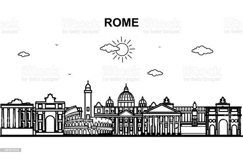 stadt rom  stadtbild skyline linie umriss illustration stock vektor
