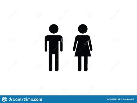 Male Female Wc Sex Stickman Icon Black Vector Men And Women Stock
