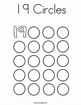 Coloring 19 Circles Number Pages Circle Color Numbers Nineteen Twistynoodle Built California Usa Print Noodle sketch template