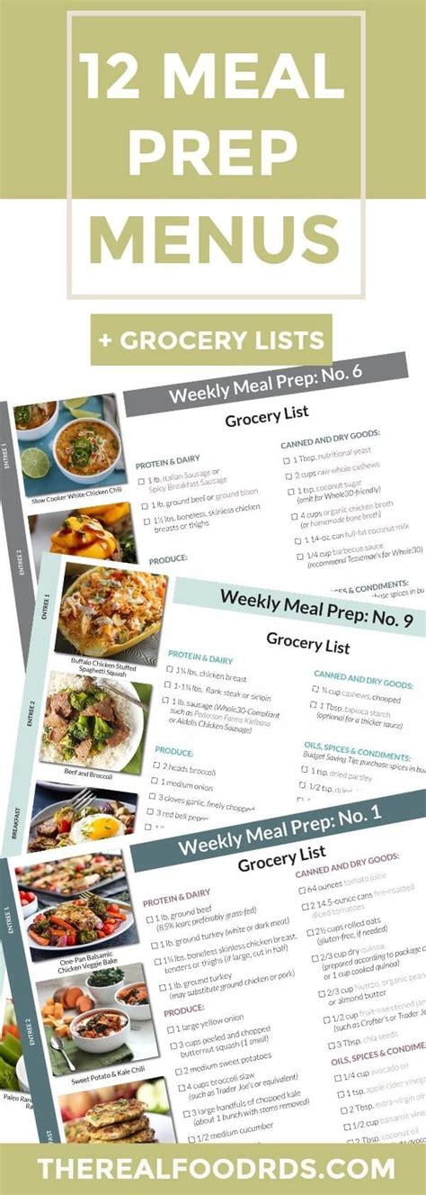 meal prep menus grocery lists meal prep menu meal prep grocery