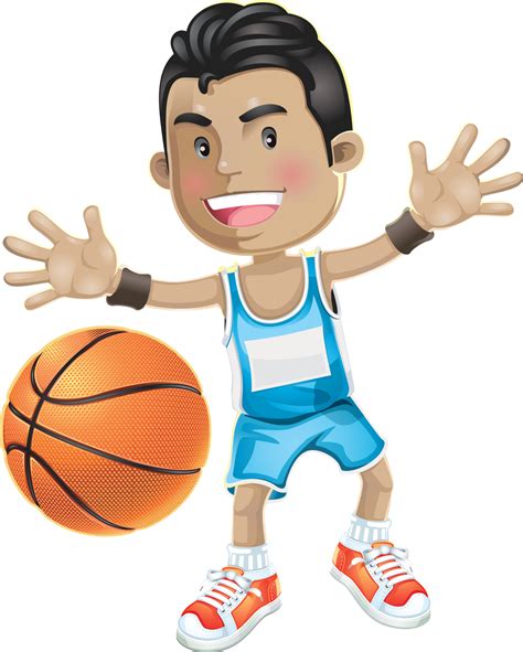 cartoon boy playing basketball  png