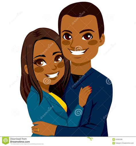 African American Couple Hugging Stock Vector