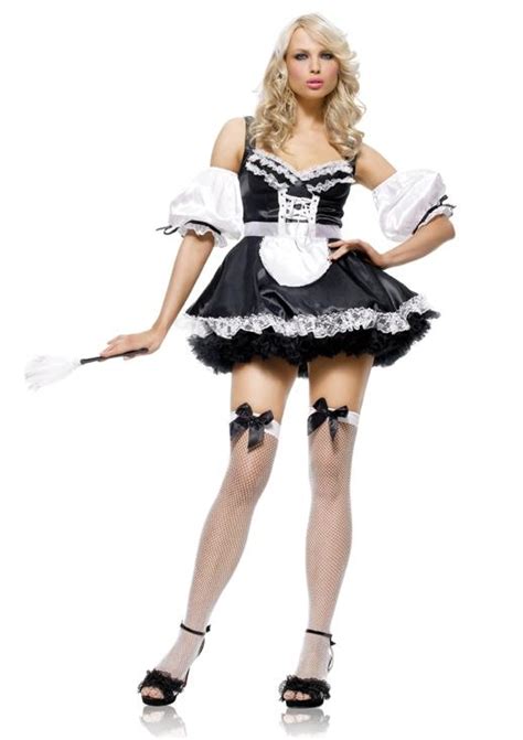 Sexy French Maid With Feather Duster Women S Adult Halloween Costume