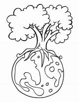 Earth Coloring Pages Tree Kids sketch template