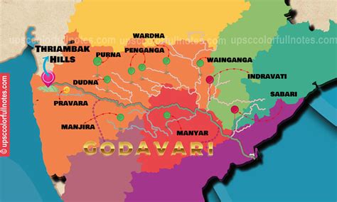 master complete godavari river map godavari tributaries  upsc