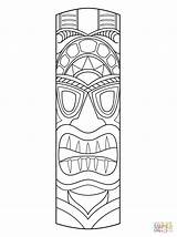 Tiki Coloring Totem Hawaiian Pole Hawaiana Masque Disegni Hawaiano Maske Colorare Supercoloring Masken Disfraz Ausmalen Tikki Tembo Indianergeburtstag Thema Máscara sketch template