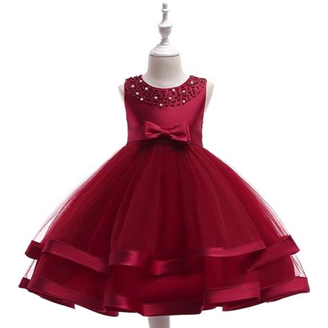 baby frock design latest fashion party frock beautiful red color flower girl dress  wedding
