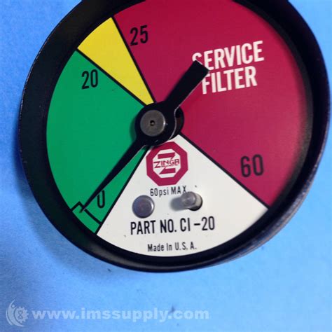 zinga industries ci 20 gauge for service filter 2in dial 60psi ims supply