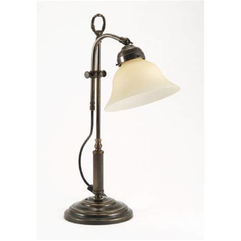 Table Lamp Or Desk Light In Aged Brass With Glass Shade