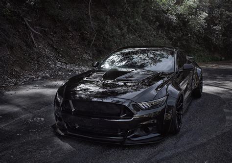 black ford mustang  gt modified modifiedx