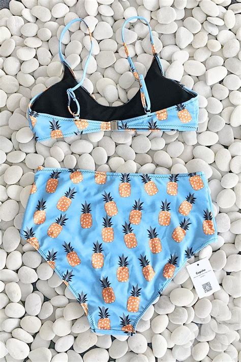 cupshe pineapple ocean bikini set bikinis bathing suits swimwear