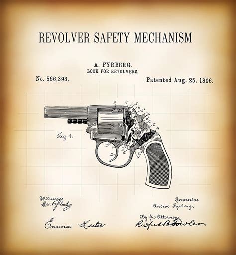 revolver safety mechanism patent  digital art  daniel hagerman