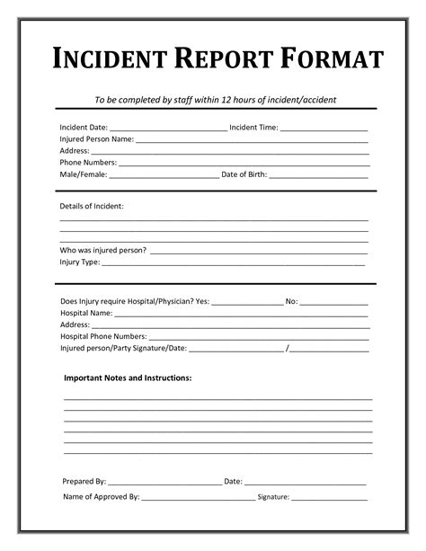 incident report form template microsoft excel incident report form