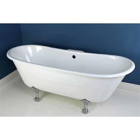 large cast iron double slipper freestanding clawfoot tub  chrome