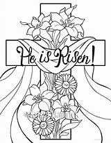 Coloring Pages Easter Risen He Children Sunday Resurrection Kids School Colouring Sold Etsy Bible sketch template