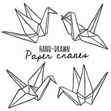 Crane Paper Drawing Origami Drawings Set Paintingvalley Tattoo Easy Line Au sketch template