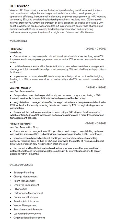 hr director resume examples  guidance