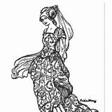 Princess Dress Beautiful Surfnetkids Coloring sketch template