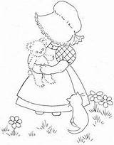 Coloring Bonnet Girls Embroidery Pages Patterns Vintage Choose Board sketch template