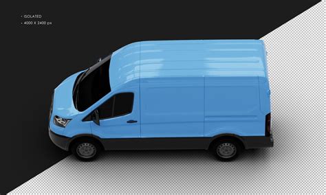premium psd isolated realistic blue van  top left view