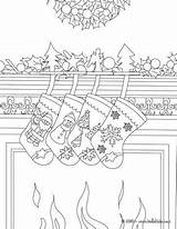Pages Christmas Coloring Fireplace Stockings Chimney Socks Hung Cute Over Printable Coloriage Stocking Hellokids Color Chrétien Noel Kids Dessin Sheets sketch template