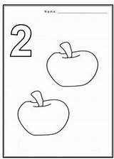 Coloring Pages Number Numbers Preschoolers Fruits Preschool Worksheets Toddler Color Kindergarten Fruit Crafts Template sketch template