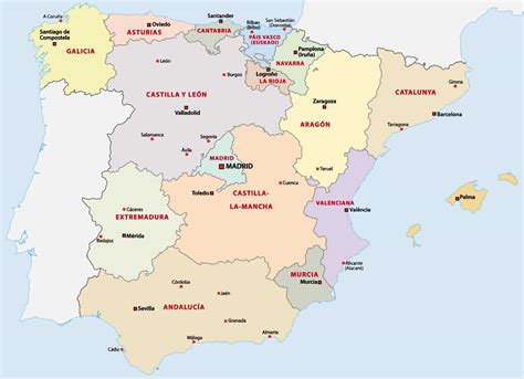 overzicht autonome regios en provincies spanje