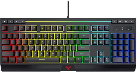 pictek rgb gaming keyboard  individual multimedia keys wired adjustable backlight keyboard