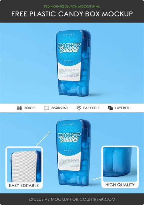 clear plastic candy box packaging mockup countryk
