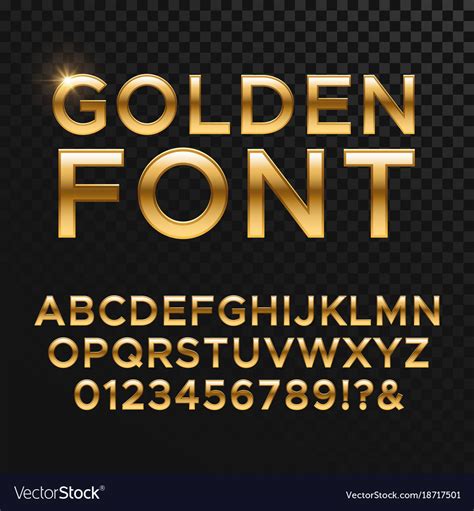 golden glossy font  gold alphabet yellow vector image