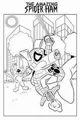 Spider Ham Print Color Deviantart sketch template