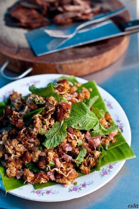 nhem khao laotian crisp rice salad lovee  dish  lettuce  rice  favorite laotian