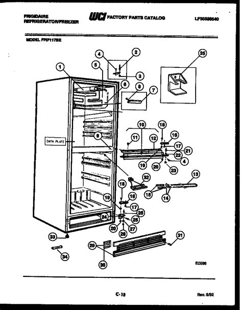cabinet parts diagram parts list  model fpifbe frigidaire parts refrigerator parts