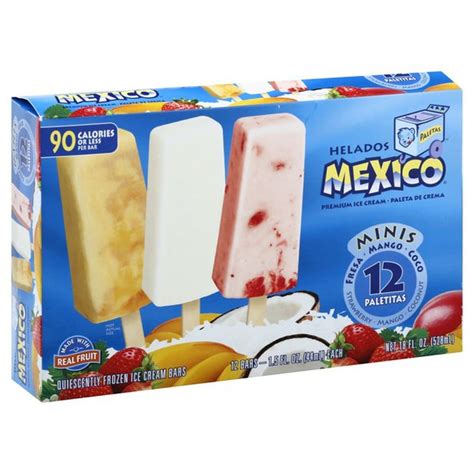 Helados Mexico Ice Cream Bars Quiescently Frozen Strawberry Mango