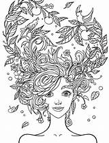 Coloring Easy Pages Adults Adult Hair Girl sketch template