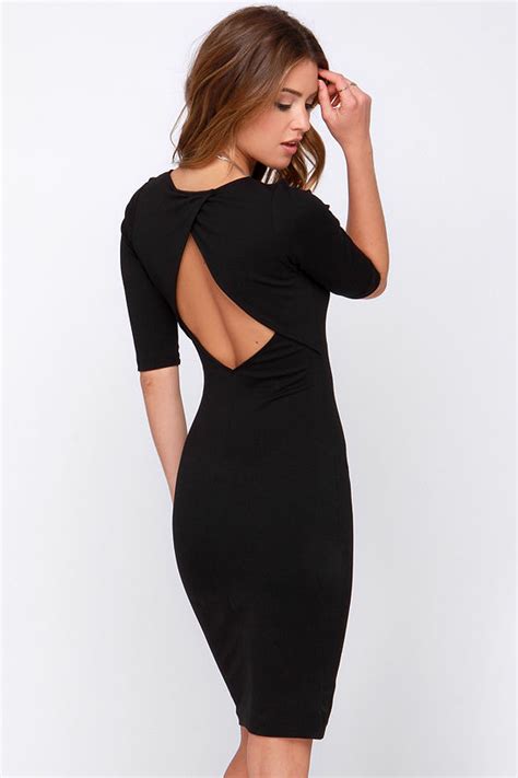 sexy black dress bodycon dress midi dress short sleeve dress