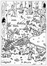 Foret Foresta Selva Enchantee Giungla Bosque Adulti Adultos Forêt Dschungel Coloriages Wald Malbuch Erwachsene Justcolor sketch template