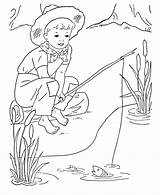Coloring Pages Fishing Boy Boys Kids Sheets Printable Fish Girl Colouring Bluebonkers Color Vintage Young Activities Preschool Girls Might Different sketch template