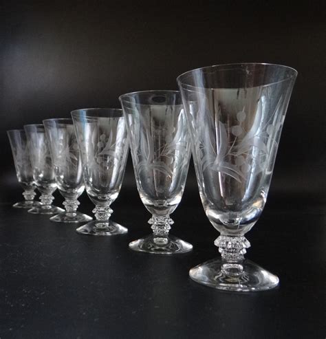 6 Antique Fostoria Cynthia Clear Depression Glass Cut Glass 4 75 Juice
