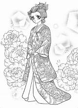 Coloring Pages Anime Manga Drawings Coloriage Dame Color Choose Board sketch template