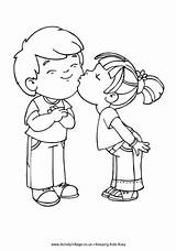 Kiss Colouring Pages Coloring Drawing Kissing Valentine Kids Village Activity Adult Drawings Valentines Templates Sketch sketch template