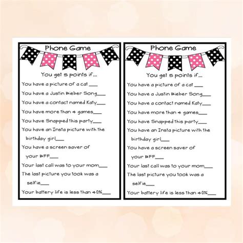 sweet sixteen party game teenage party cell phone game