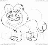 Lion Outline Coloring Illustration Happy Royalty Clipart Yayayoyo Rf Background sketch template