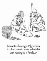 Coloring Squanto Pages Pilgrims Corn Thanksgiving Sisters Three Indians Pilgrim History Plant Clipart Wampanoag Planting American Showing Foods Hoops Many sketch template